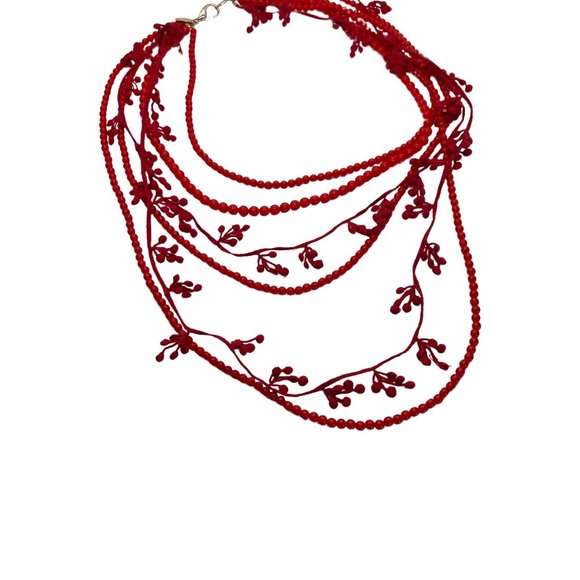 Mango Red Five Layer Necklace - Picture 4 of 7